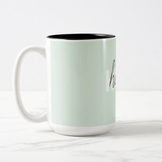 Modern Pastel Mint Hallo en u noemt Tweekleurige Koffiemok (Links)