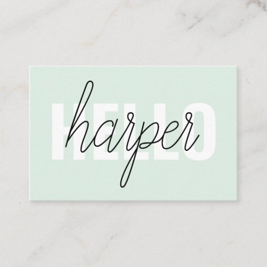 Modern Pastel Mint Hallo en u noemt Visitekaartje (Voorkant)