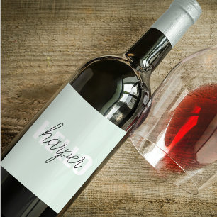 Modern Pastel Mint Hallo en u noemt Wijn Etiket