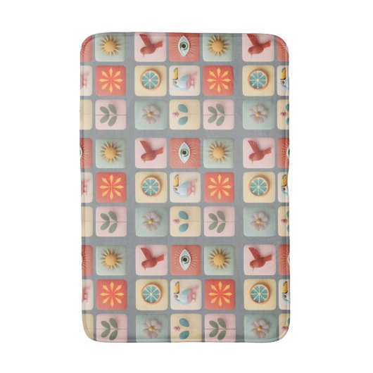 Modern Pastel Nature Icons Badmat (Voorkant Verticaal)