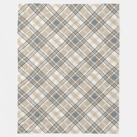 Modern pastel neutraal geometrisch ivoor bruin bla fleece deken (Voorkant)