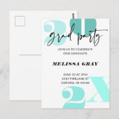 Modern Pastel Ombre Afstudeerder Party nodigaqua Briefkaart (Voorkant / Achterkant)