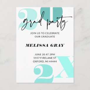 Modern Pastel Ombre Afstudeerder Party nodigaqua Briefkaart
