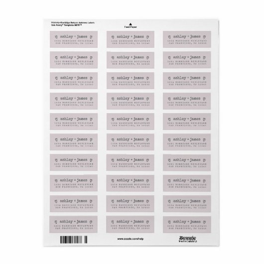 Modern Pastel Paars Wedding Return Address Label (Full Sheet)