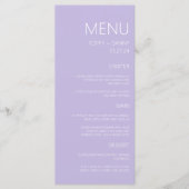 Modern pastel Paarse bruiloft diner Menu (Voorkant)