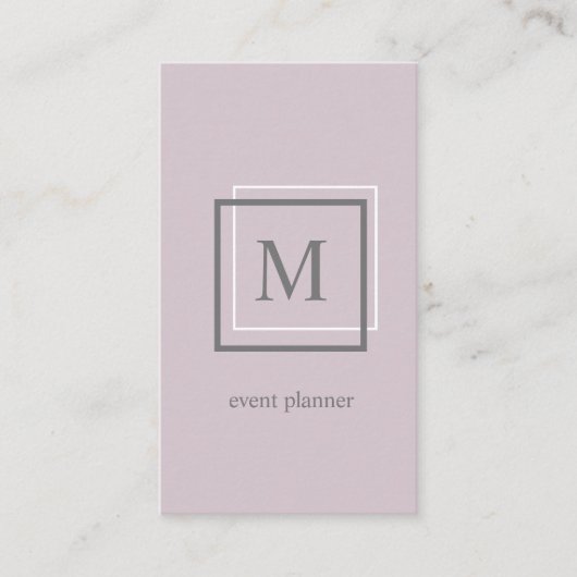 Modern Pastel Paarse Monogram Visitekaartje (Voorkant)