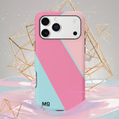 Modern Pastel Pink & Blue Abstract Monogrammed Case-Mate iPhone Case