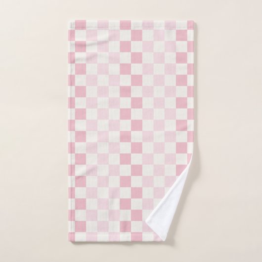 Modern Pastel Pink Checkerboard Check Pattern  Bad Handdoek (Handdoek)