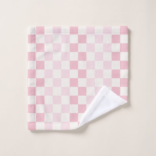 Modern Pastel Pink Checkerboard Check Pattern  Bad Handdoek (Wasdoekje)