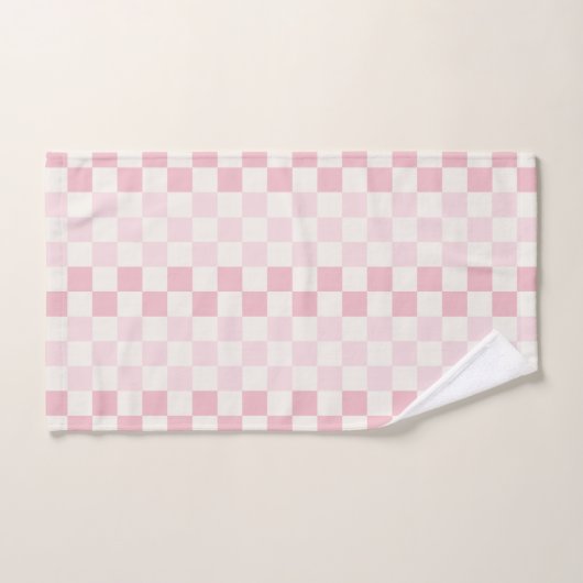Modern Pastel Pink Checkerboard Check Pattern  Bad Handdoek (Handdoek)