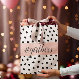 Modern Pastel Pink Girl Boss & Black Stippen Groot Cadeauzakje