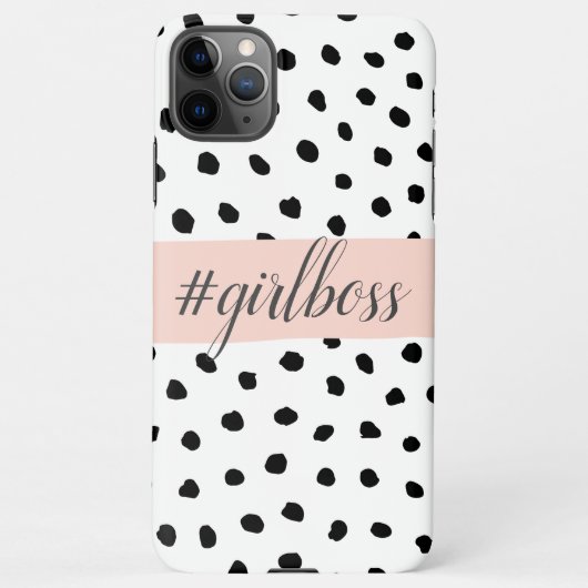 Modern Pastel Pink Girl Boss & Black Stippen iPhone Hoesje (Achterkant)