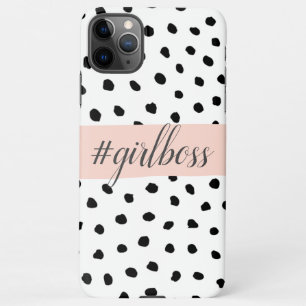 Modern Pastel Pink Girl Boss & Black Stippen iPhone 11Pro Max Hoesje