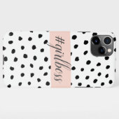 Modern Pastel Pink Girl Boss & Black Stippen iPhone Hoesje (Achterkant horizontaal)
