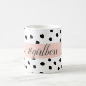 Modern Pastel Pink Girl Boss & Black Stippen Koffiemok (Center)