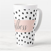 Modern Pastel Pink Girl Boss & Black Stippen Latte Mok (Rechterhoek)