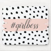Modern Pastel Pink Girl Boss & Black Stippen Muismat (Voorkant)