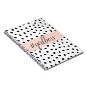 Modern Pastel Pink Girl Boss & Black Stippen Notitieboek (Rechterzijde)