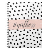 Modern Pastel Pink Girl Boss & Black Stippen Notitieboek (Voorkant)