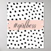 Modern Pastel Pink Girl Boss & Black Stippen Poster (Voorkant)