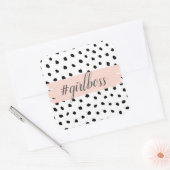 Modern Pastel Pink Girl Boss & Black Stippen Vierkante Sticker (Envelop)