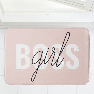 Modern Pastel Pink Girl Boss Phrase Badmat