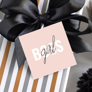 Modern Pastel Pink Girl Boss Phrase Bedankjes Labels