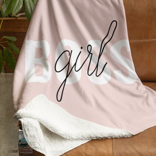 Modern Pastel Pink Girl Boss Phrase Fleece Deken