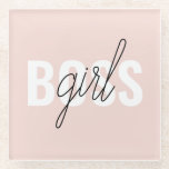 Modern Pastel Pink Girl Boss Phrase Glazen Onderzetter<br><div class="desc">Modern Pastel Pink Girl Boss Phrase</div>
