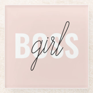 Modern Pastel Pink Girl Boss Phrase Glazen Onderzetter