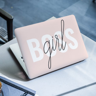 Modern Pastel Pink Girl Boss Phrase HP Laptopsticker