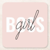 Modern Pastel Pink Girl Boss Phrase Kartonnen Onderzetters (Voorkant)