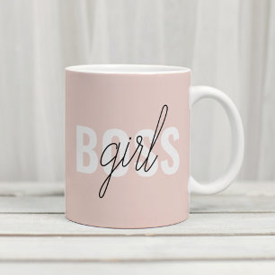 Modern Pastel Pink Girl Boss Phrase Koffiemok