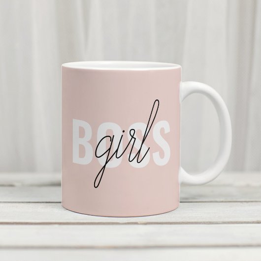 Modern Pastel Pink Girl Boss Phrase Koffiemok