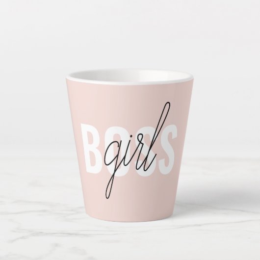 Modern Pastel Pink Girl Boss Phrase Latte Mok (Voorkant)