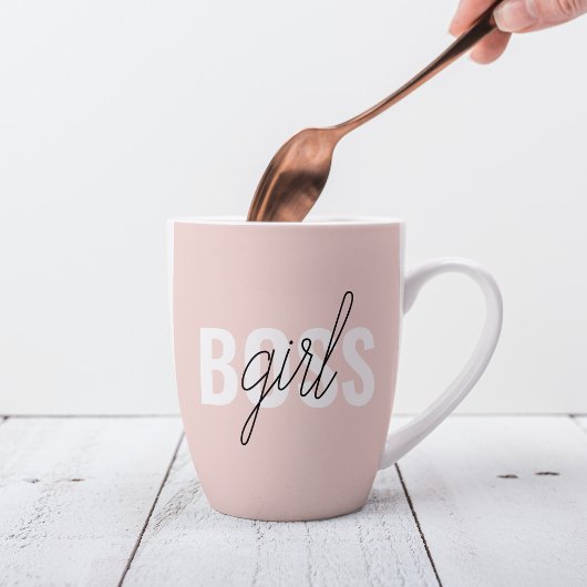 Modern Pastel Pink Girl Boss Phrase Latte Mok