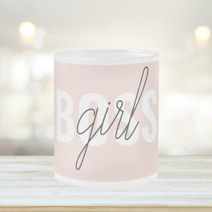 Modern Pastel Pink Girl Boss Phrase Matglas Koffiemok