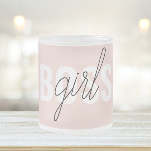 Modern Pastel Pink Girl Boss Phrase Matglas Koffiemok