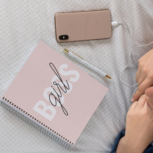Modern Pastel Pink Girl Boss Phrase Notitieboek