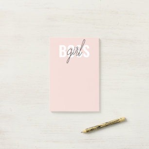 Modern Pastel Pink Girl Boss Phrase Post-it® Notes