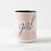 Modern Pastel Pink Girl Boss Phrase Tweekleurige Koffiemok (Center)