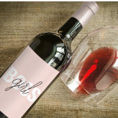 Modern Pastel Pink Girl Boss Phrase Wijn Etiket