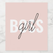 Modern Pastel Pink Girl Boss Phrase Wijn Etiket (Enkel label)