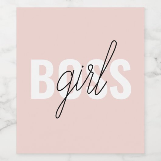 Modern Pastel Pink Girl Boss Phrase Wijn Etiket (Enkel label)