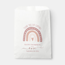 Modern Pastel Pink Rainbow Boho First Birthday Bedankzakje