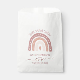 Modern Pastel Pink Rainbow Boho First Birthday Bedankzakje