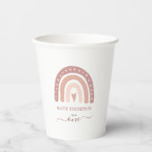 Modern Pastel Pink Rainbow Boho First Birthday Papieren Bekers (Voorkant)