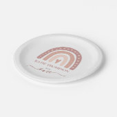 Modern Pastel Pink Rainbow Boho First Birthday Papieren Bordje (Gekanteld)