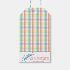Modern Pastel Plaid Rainbow Baby Shower Party Cadeaulabel
