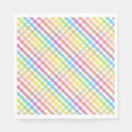 Modern Pastel Plaid Rainbow Baby Shower Party Servet